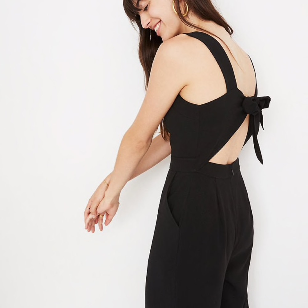 Madewell Apron Bow-Back Black Jumpsuit